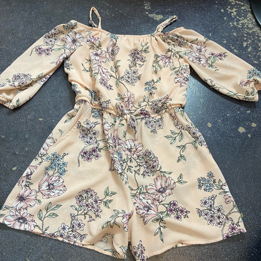 Pink floral romper